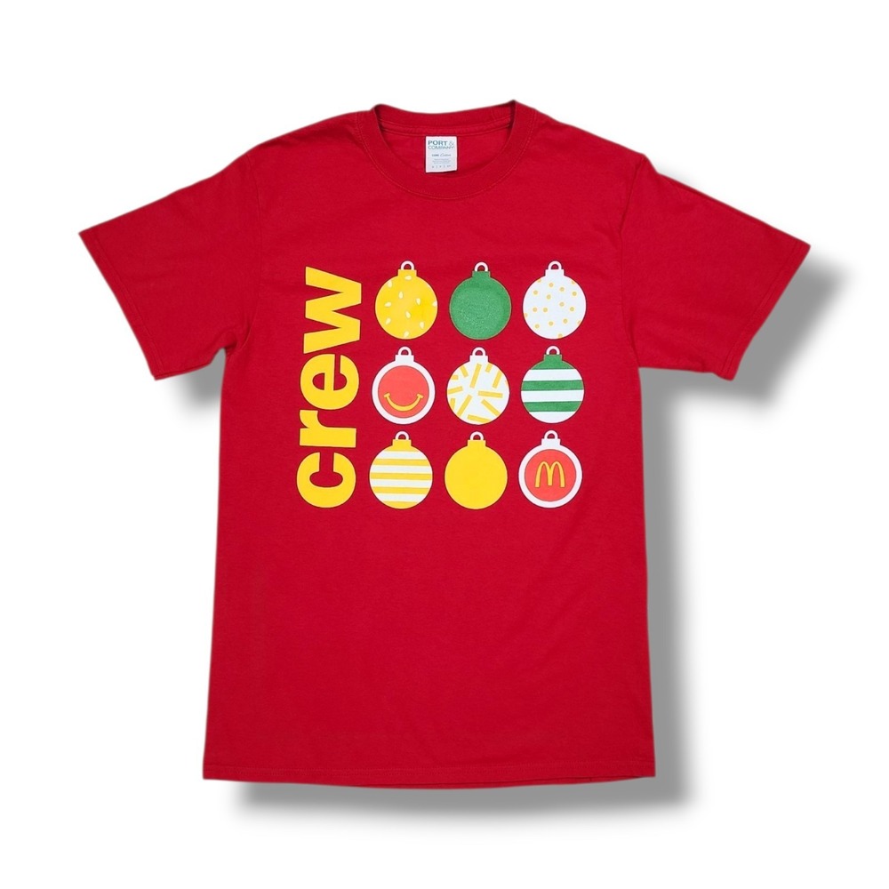 McDonald's Crew Employee T-Shirt Unisex S 2020 Holiday Christmas Ornament Red